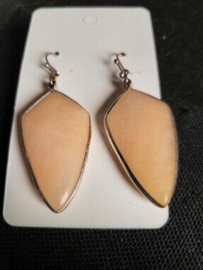 PEACH MOONSTONE SILVER TONE EARRINGS